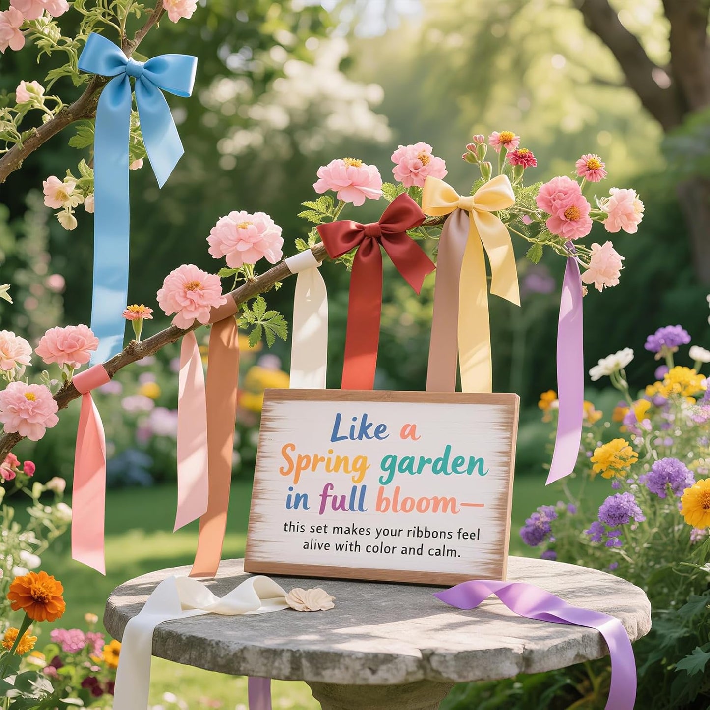 1-1/2 Inch Double-Faced Satin Ribbon 50 Yards Set,“Morning Meadow”–10 Nature Colored Ribbon Bulk for Gift Wrapping, Crafts, Flower Bouquet, Easter, Wedding, Party Decor, Teacher Kids, Hair & Bows