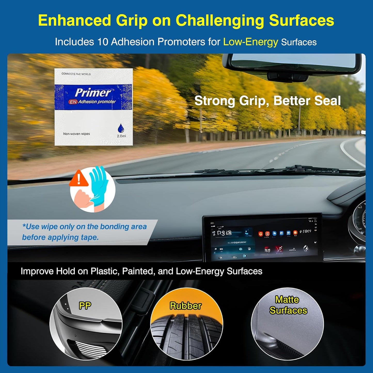 Tapsi Heavy Duty Double Sided Foam Mounting Tape – 0.4" x 36 FT Automotive-Grade Tape with Adhesion Promoters for Plastic Surfaces (0.4" x 72 ft, 72, feet)