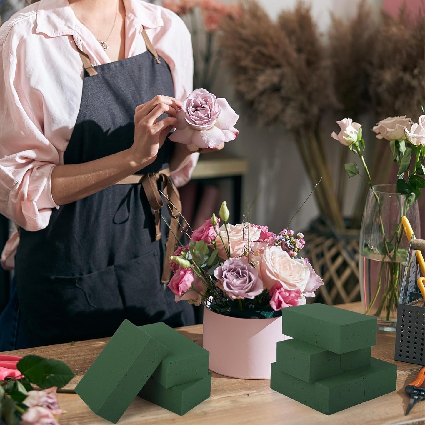 48 Packs Floral Foam Blocks Wet & Dry Floral Foam Bricks 5.5x3.1x1.8 Inch Flower Arranging Kit for Fresh and Artificial Flowers Florist Foam Blocks for Wedding Home Decor