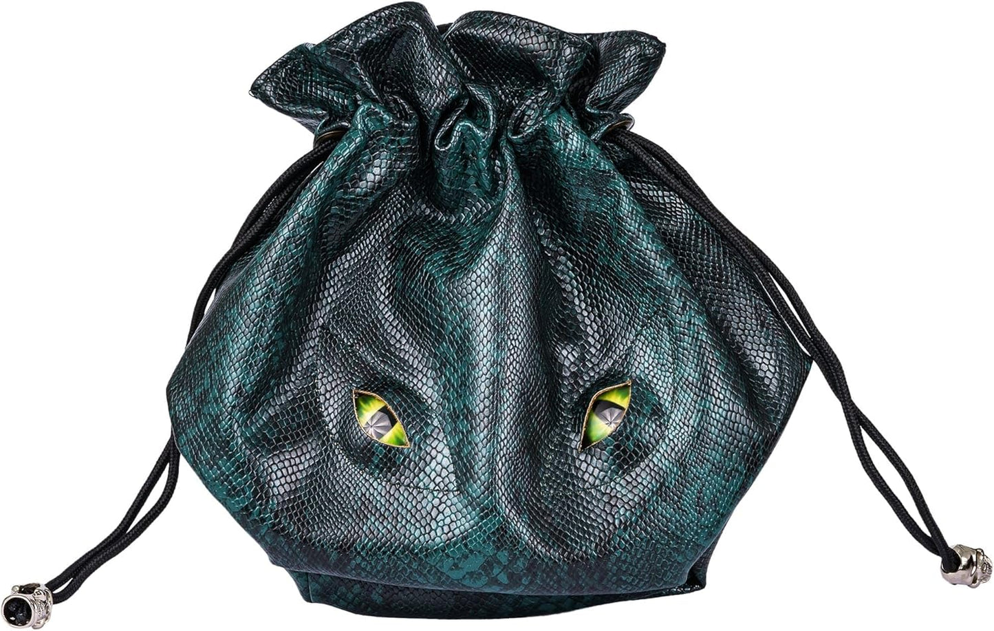 Large DND Dice Bag Leather Dice Storage Bag Dark Green D&D Drawstring Pouch with Pockets for RPG Table Games - Can Hold 200+ Polyhedral Dice