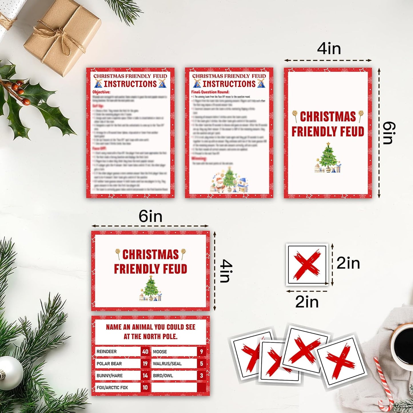 Christmas Friendly Feud Game, Funny Christmas Party Games, Friendly Feud Trivia Quiz for Family, Winter Xmas Holiday Party Supplies for Adults -09