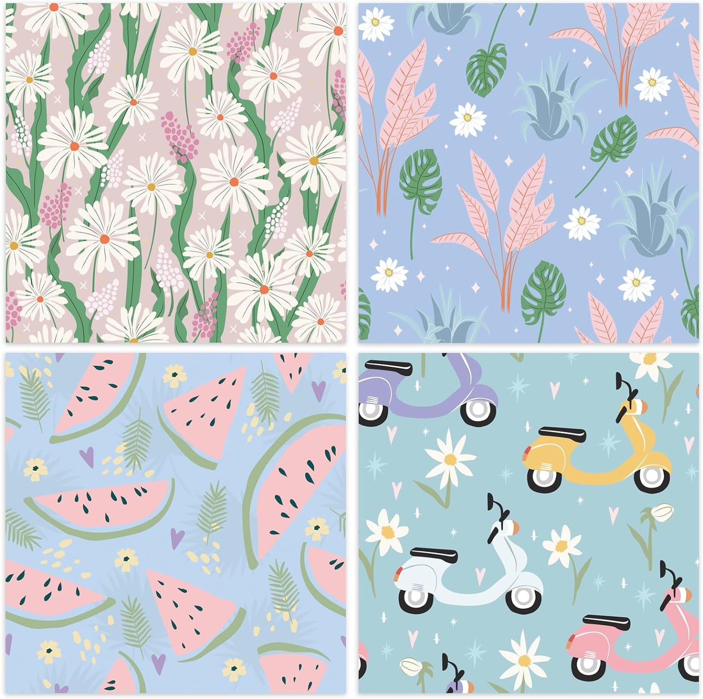 48 Sheets 24 Designs Scrapbook Paper Pad, 6"×6" Single-Sided Decopodge Craft Cardstock Paper,Scrapbooking DIY Decorative Background Cardmaking Supplies.Sweet Love&Cartoon