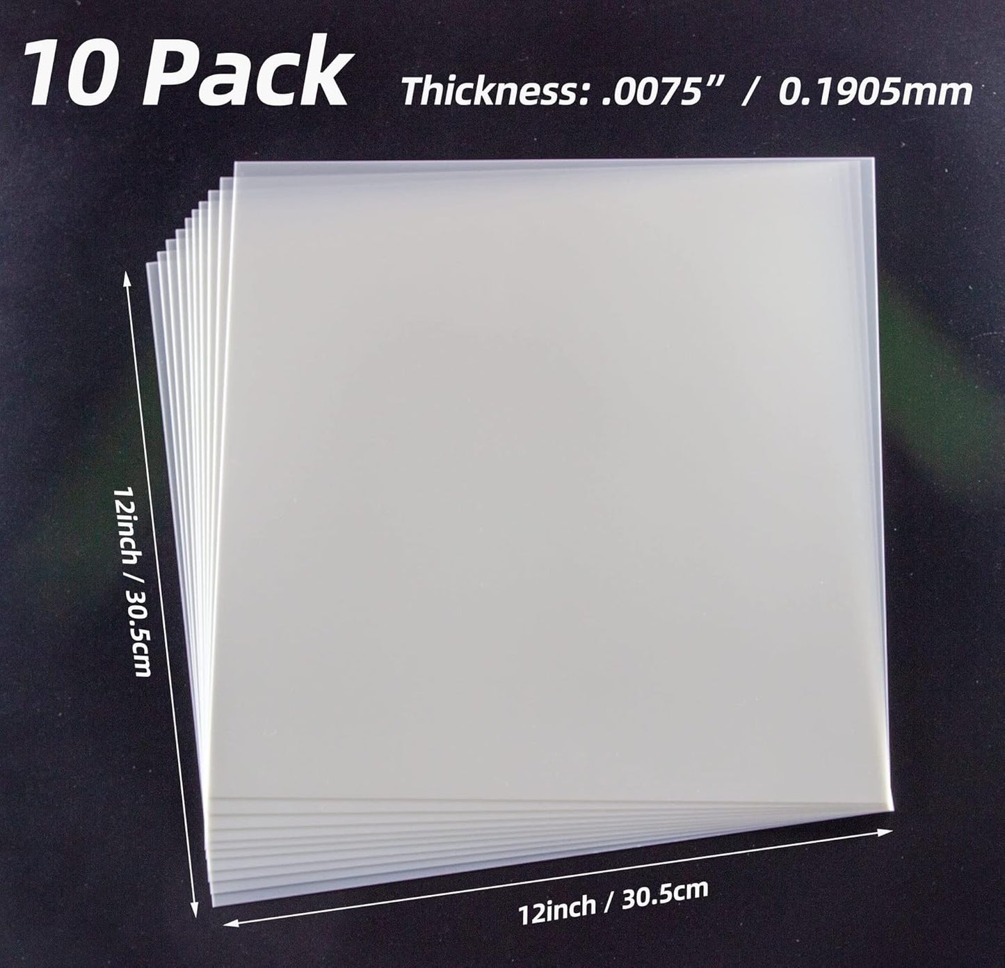 7.5mil Blank Mylar Sheets(10 Pack),12X12 inch Milky Translucent PET Blank Stencils Sheets,Template Material for Cutting Machine, Make Airbrush Stencils, Food-Safe Craft Plastic Sheets