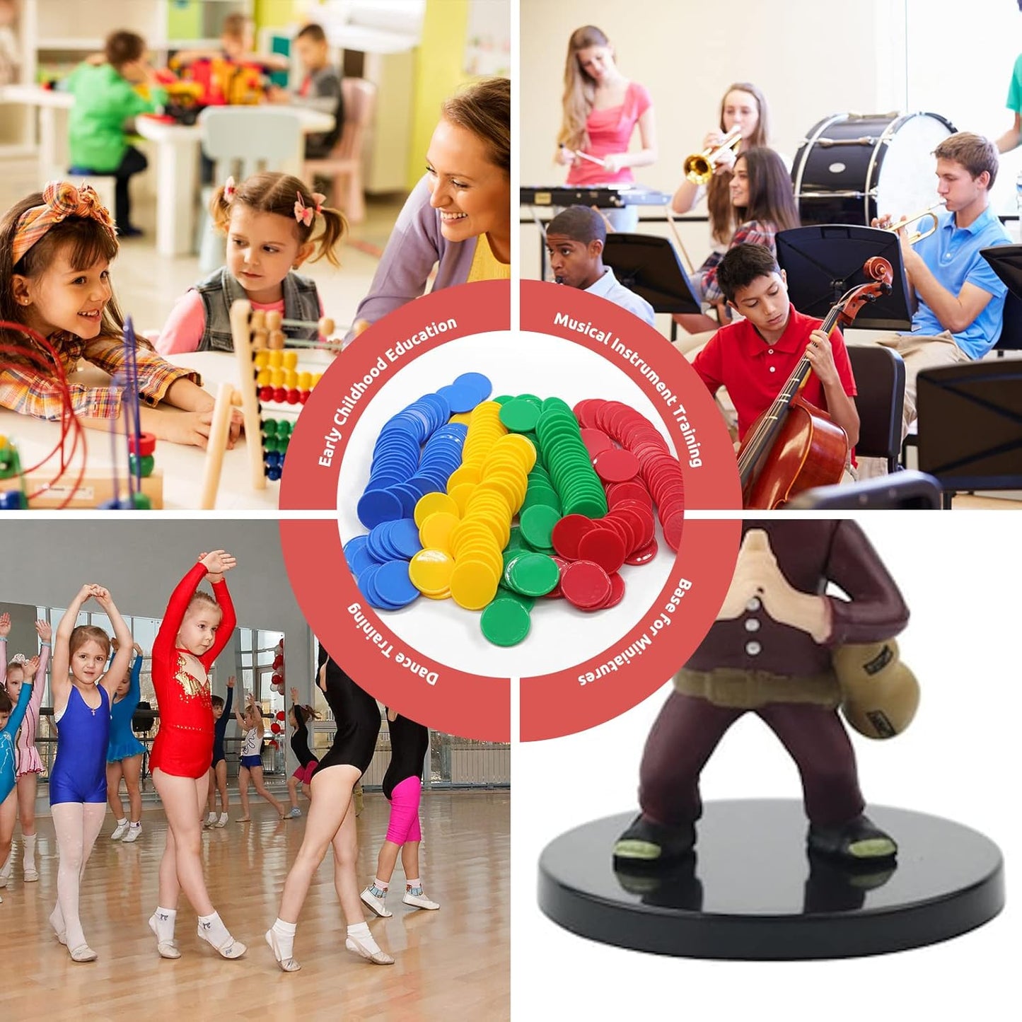 Set of 100 Opaque Plastic Learning Counters Mini Poker Chips Game Tokens with Storage Box (Mediumvioletred+Lawngreen+Deepsky Blue+Orange, 1.26 Inch)