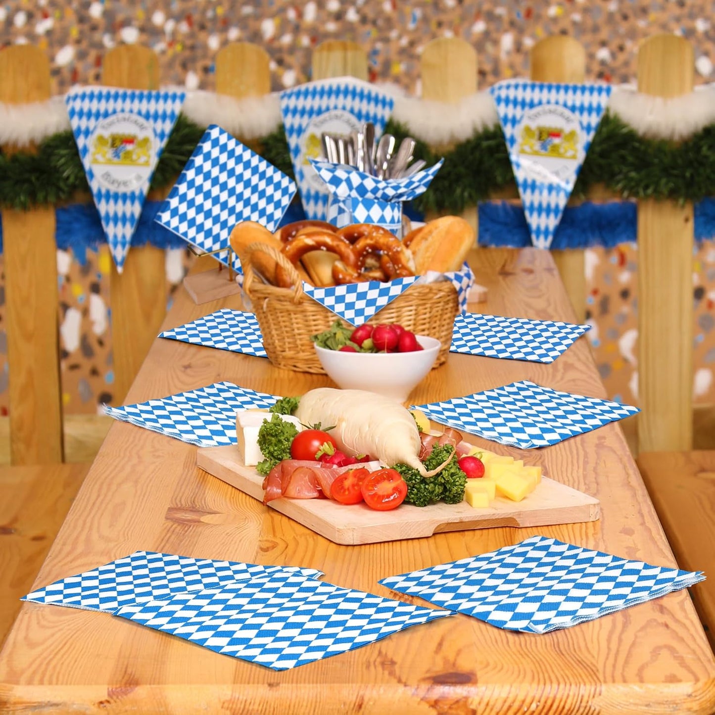 Aodaer 48 Pieces Oktoberfest Paper Napkins Disposable Oktoberfest Party Napkins Oktoberfest Cocktail Dinner Napkin Set 13" x 13" Unfolded Oktoberfest Tableware Napkins for Oktoberfest Party Supplies