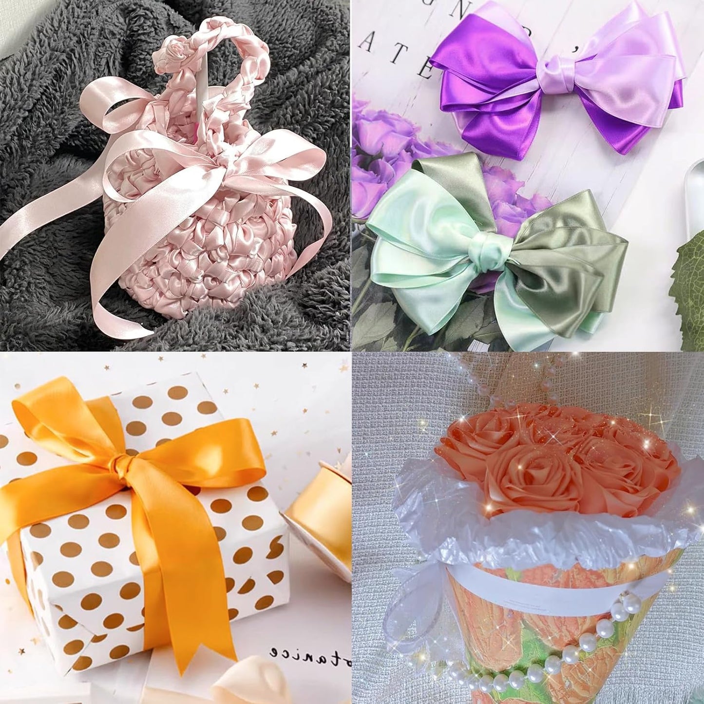 Brown Satin Ribbon 1-1/2" X 50 Yards Solid Color Double Faced Ribbons Perfect for Crafts Wedding Decor Bow Making Arts Sewing and More