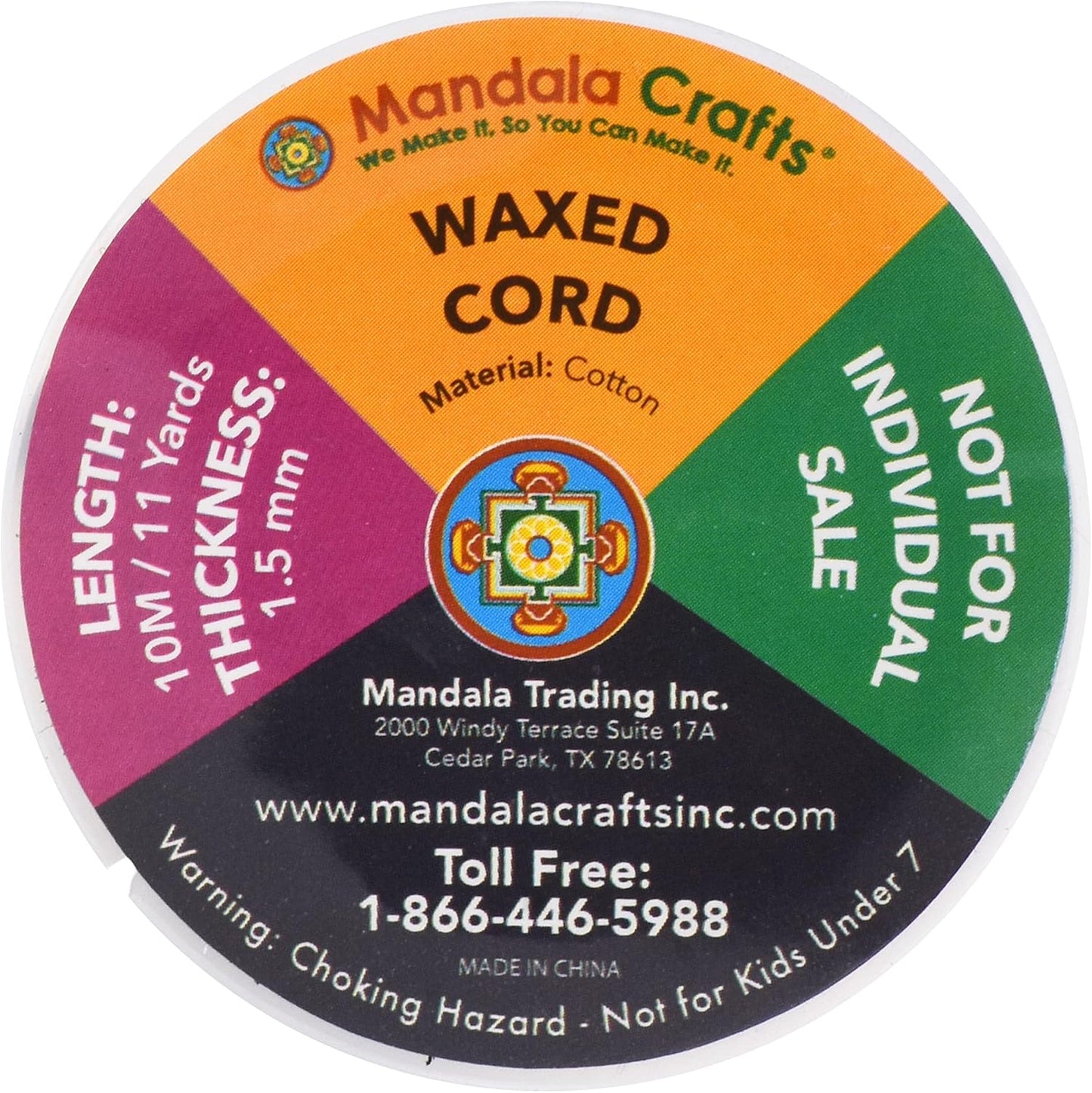 Mandala Crafts 1.5mm 165 Yards Assorted Cotton Waxed Cord for Jewelry Making Bracelet Cord Waxed String - Beading String Thread Jewelry Cords for Necklaces String