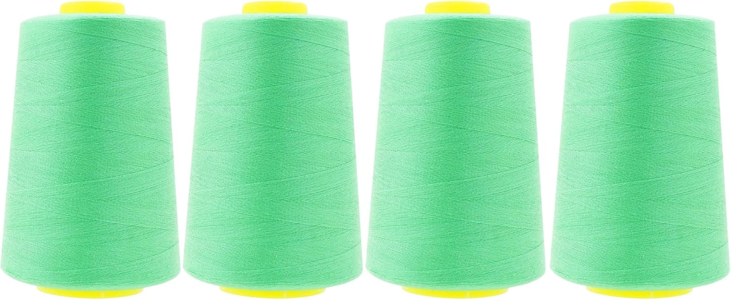 Mandala Crafts 4 Pack of Serger Threads Cones Spools - 40S/2 24000 Yards Polyester Seafoam Green Threads for Sergers Machine and Overlock Quilting Sewing Machine