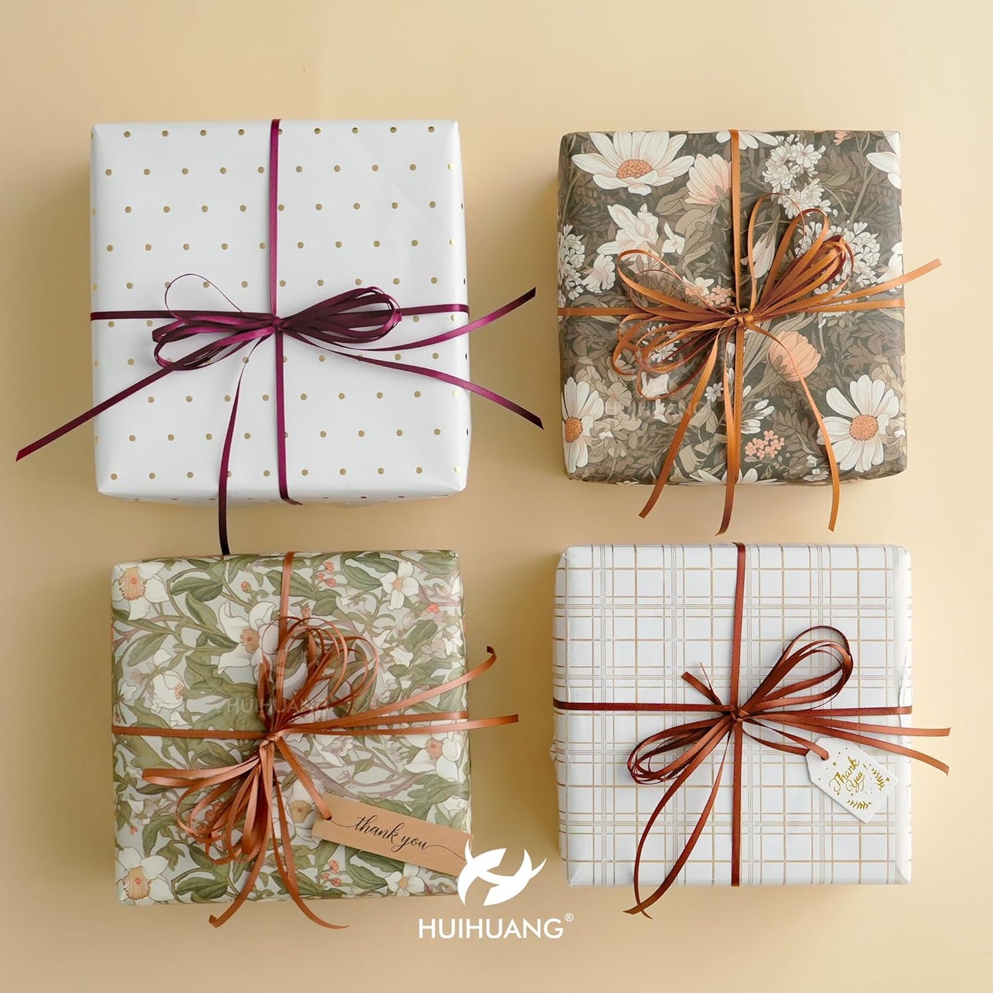 HUIHUANG Thin Copper Ribbon Solid Color Satin Ribbon 1/8 inch x 100 Yards Fall Craft Ribbon Double Faced Silk Satin Ribbon for Crafts Present Gift Wrap Bridal Shower Gift Tags and Sweing