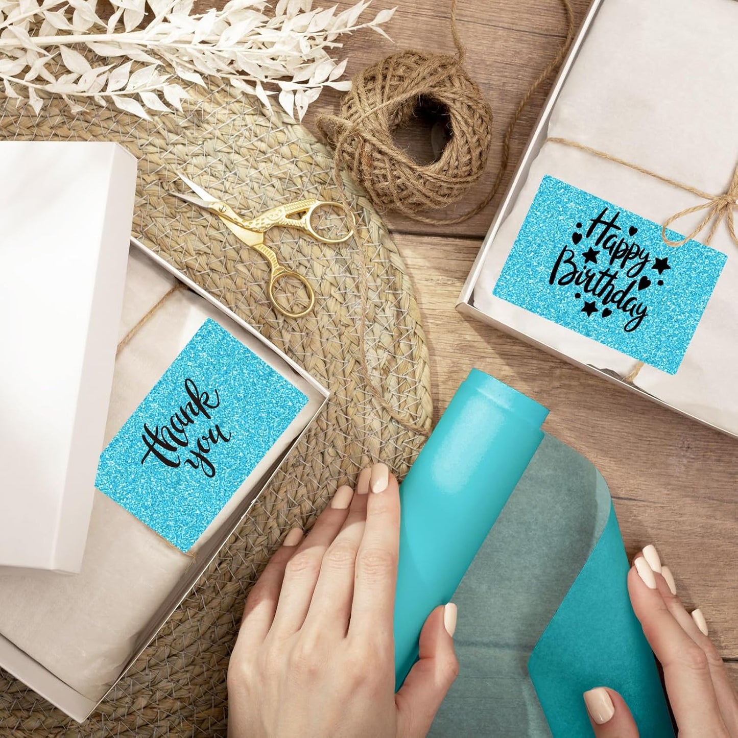 3x2 Inch Holographic Thermal Labels Stickers, Glitter Waterproof Direct Thermal Sticker Labels for Barcode, Mailing, DIY Design- 200 Pcs/Glitter Blue