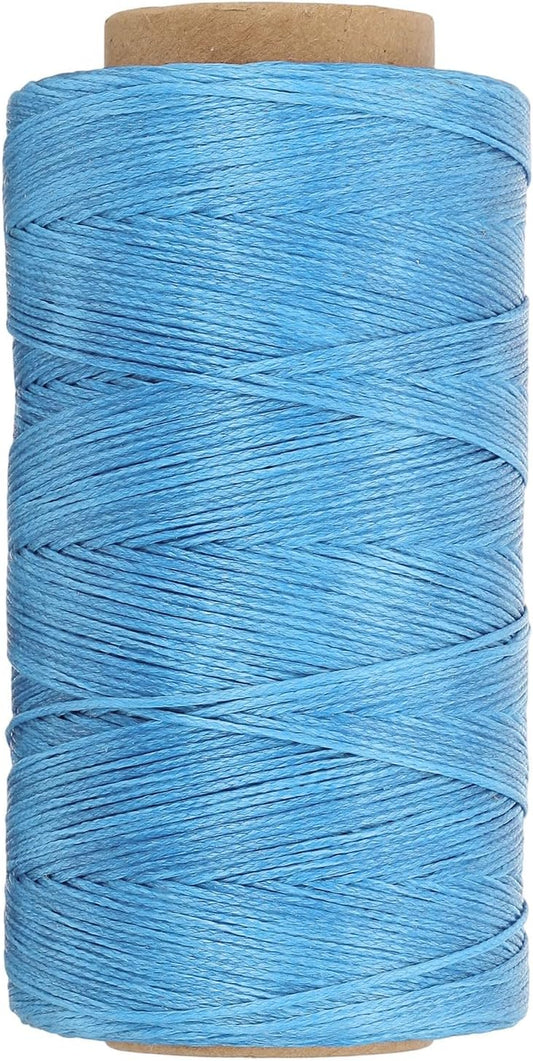 PATIKIL 284 Yard Flat Waxed Thread 150D 1mm Leather Sewing Cord for Repairing Shoes Bags Wallets Jewelry Making DIY Leather Craft, Sky Blue