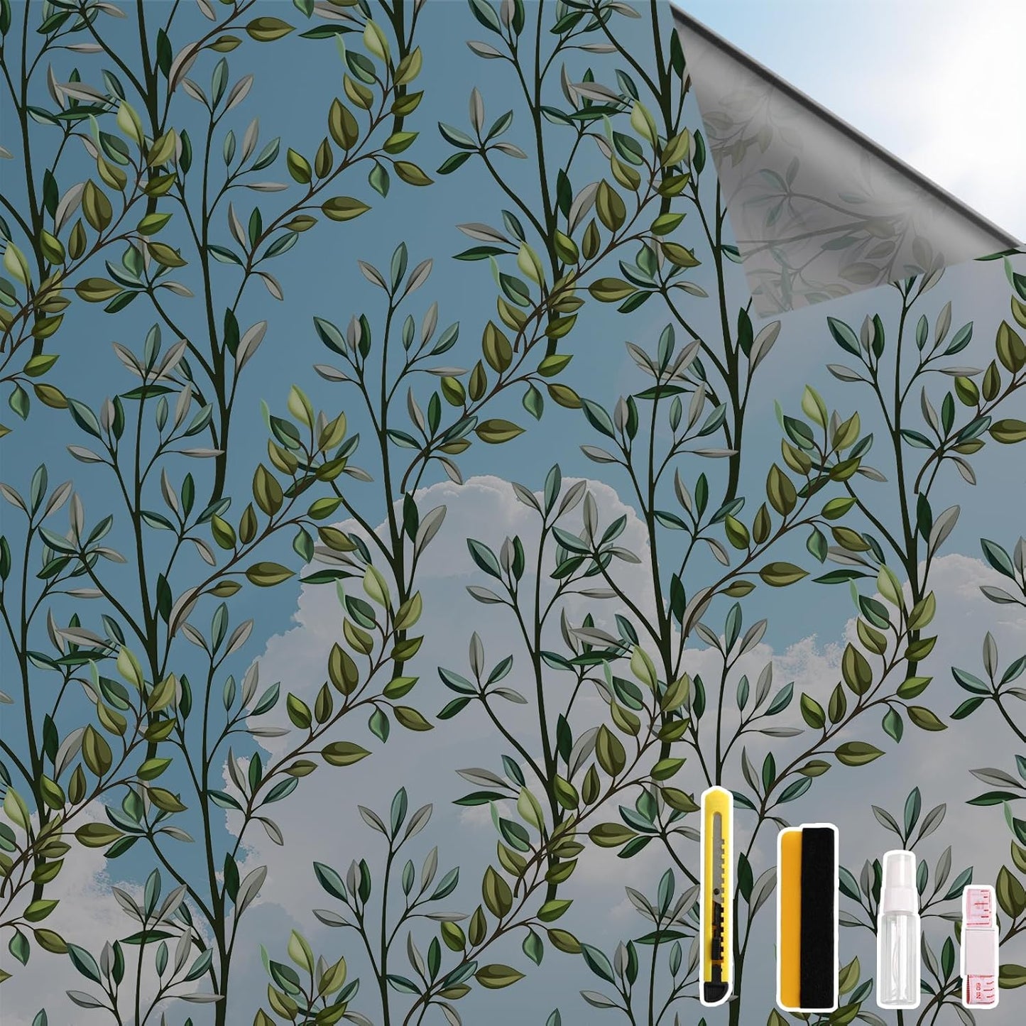 NINETREX One Way Window Privacy Film, Daytime Privacy Static Cling Sun Blocking Anti UV Reflective Window Tint for Home and Office 23.6 x 157.4 inches, Black Silver Leaf