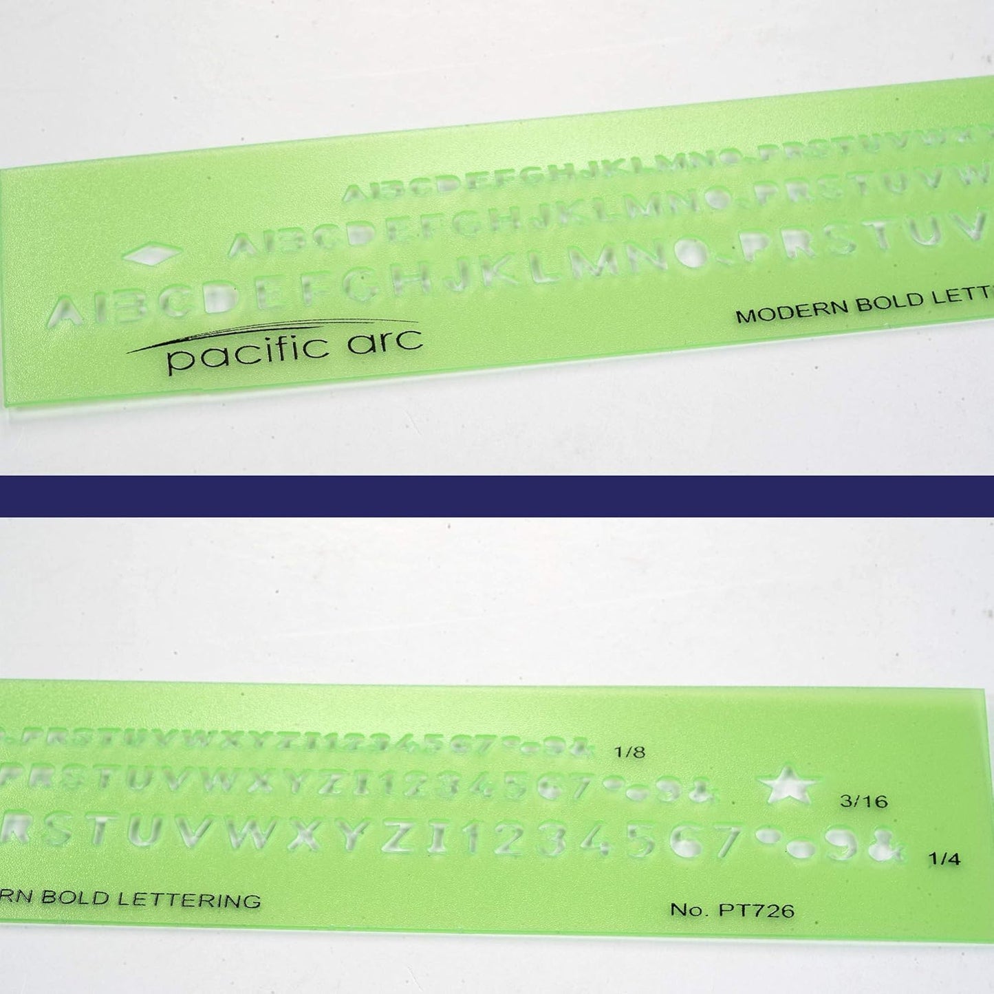Pacific Arc Modern Bold Lettering Template Guide, with 1/8 to 1/4 Inch Letters