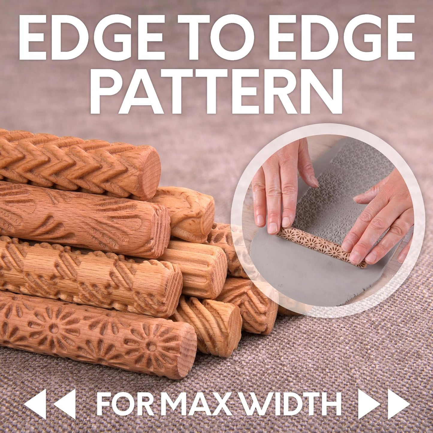 Byllstore Clay Texture Rollers | 10-Pack | 5 in x 0.65 in | Premium Pottery Tools