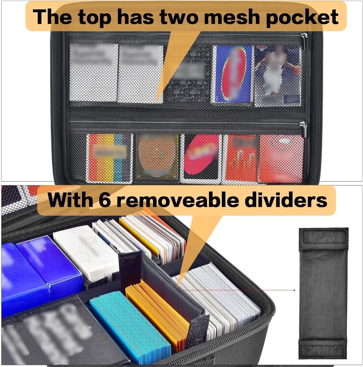 ALLPRIMO Trading Card Case Storage Box for 2700+ Cards. Deck Boxes Travel Organizer Holder Compatible with TCG/for Topps Baseball Sports/for C.A.H/for UNO/for MTG/for Yu-Gi-Oh Games -Black