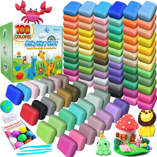 ESSENSON Air Dry Clay 100 Colors, Modeling Clay for Kids, DIY Molding Magic Clay, Gift for Kids