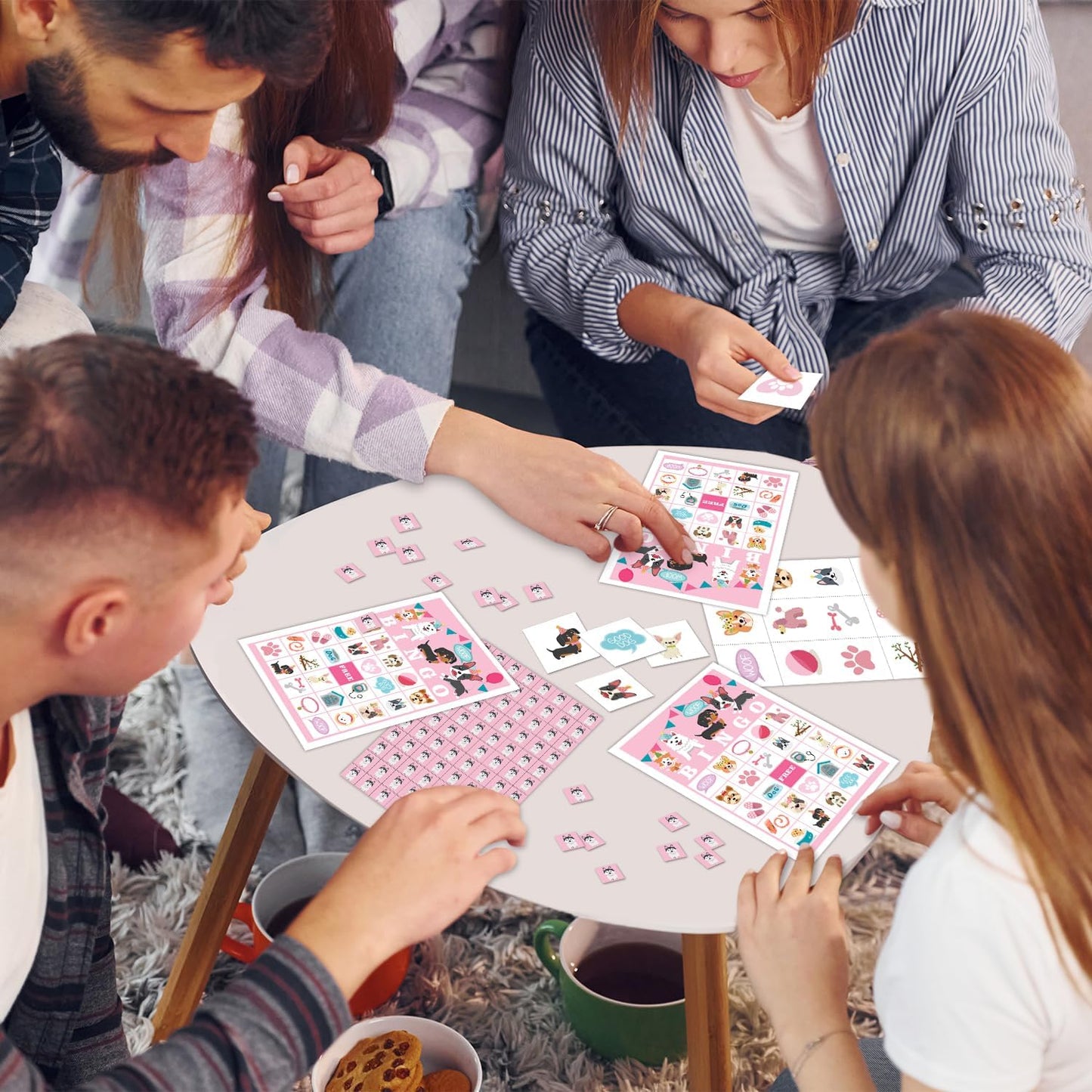 Puppy Dog Party Bingo Game Cards(24 Players), Animal Themed Bingo Card for Family Friend Adult, Large Group Holiday Doggie Party Activity Favor Decoration Supplies -004