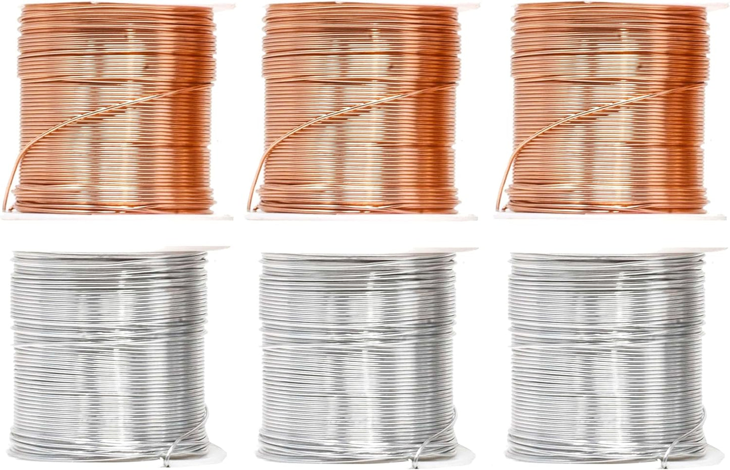Mandala Crafts 20 Gauge Anodized Aluminum Craft Wire for Jewelry Making - 450 FT Colored Flexible Silver Copper Tone Wire - Bendable for Bonsai Armature Crafting Sculpting
