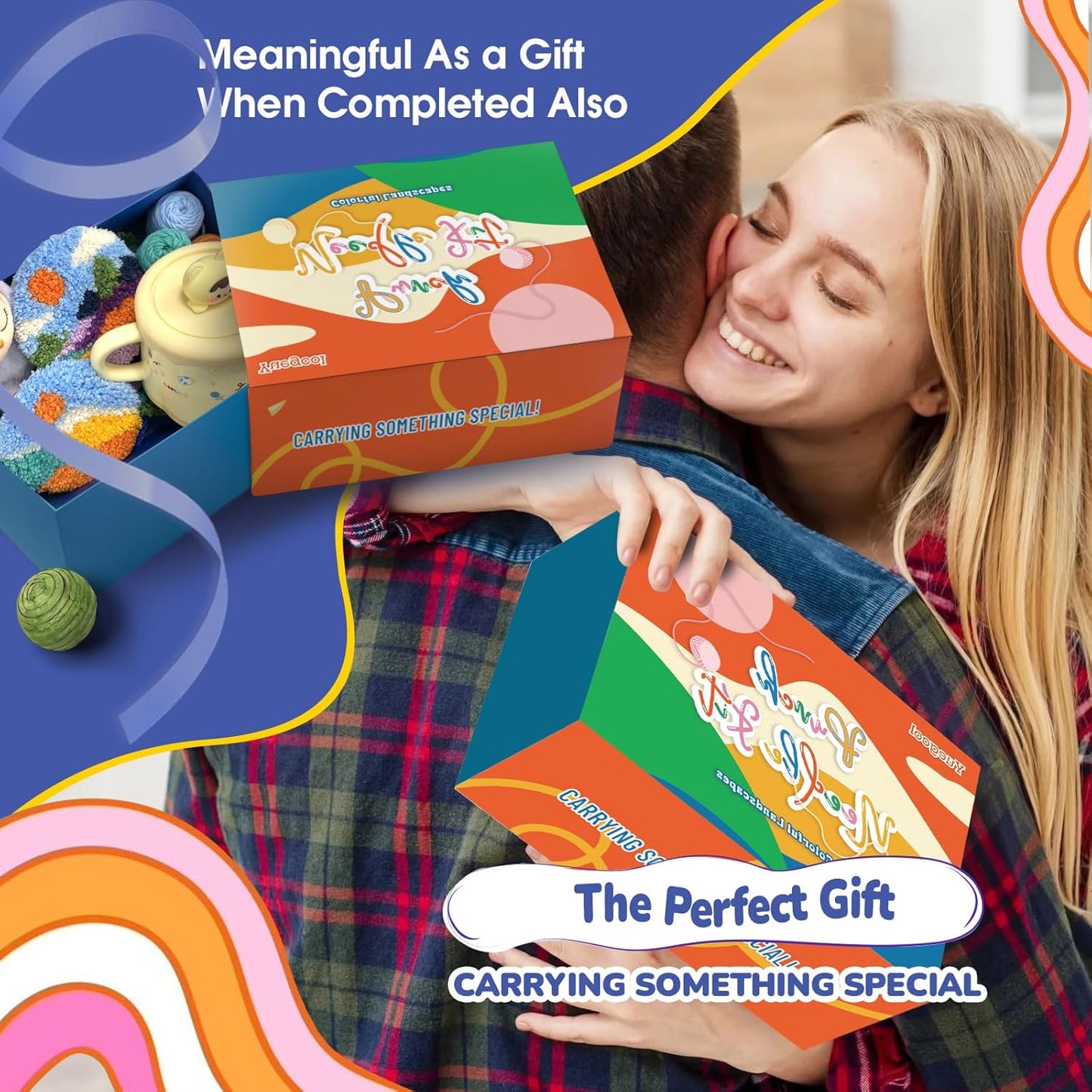 yuegool 6PCS Landscapes Punch Needle Coasters Kit,Easy DIY Punch Needle Embroidery Kit for Beginners Adults Kids Including Patterns, Tools, Yarns, Hoop, Instruction, Coaster Holder Art Craft Supplies