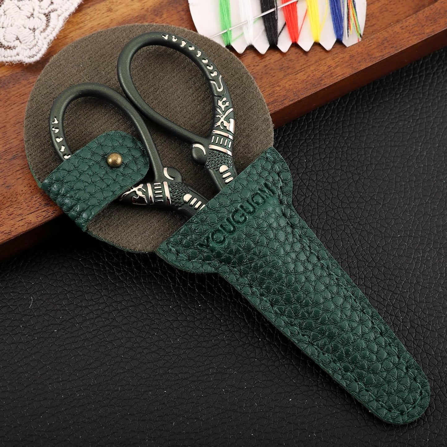 Vintage Craft Scissors with Case, Sharp Sewing Scissor for Craft Needlework Cross Stitch Yarn, Little Thread Snips Detail Shears