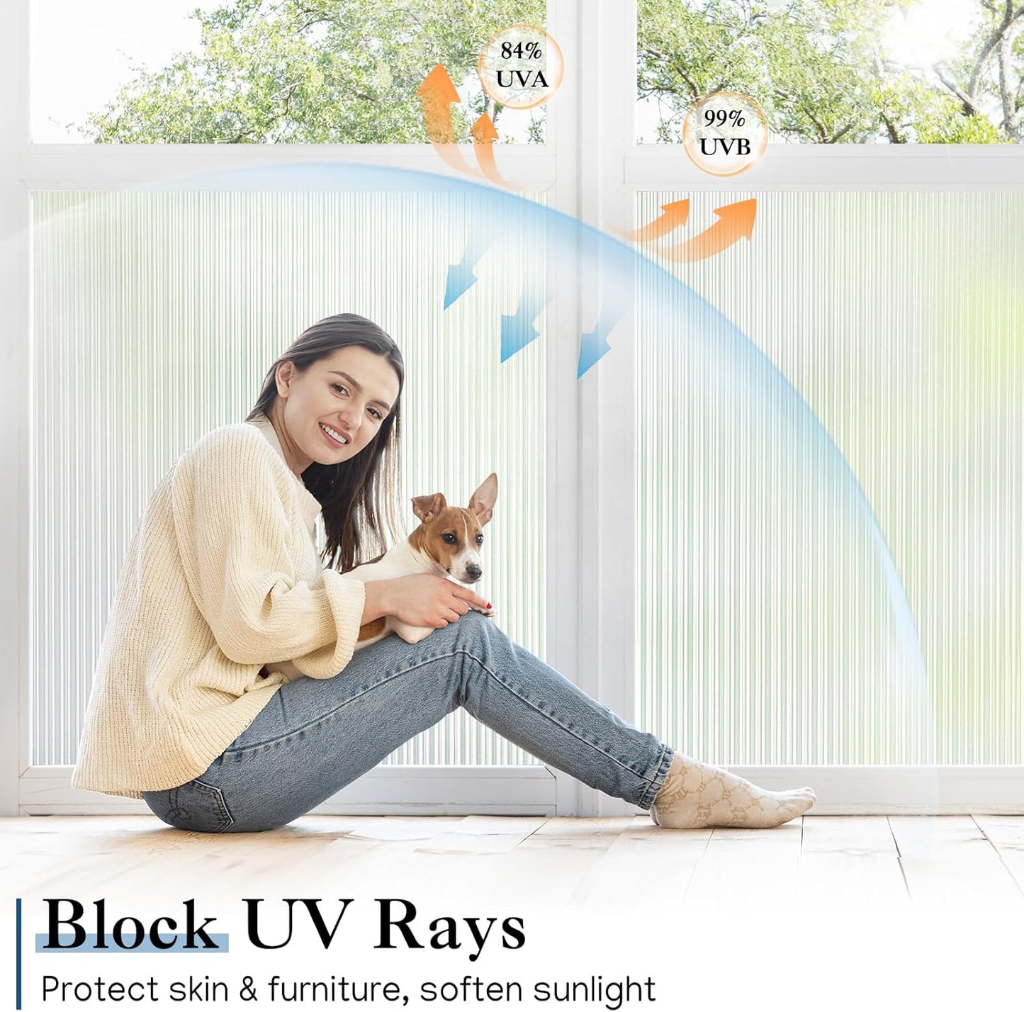 Haton Reeded Glass Window Privacy Film, Frosted Glass Window Film, Static Cling UV Blocking Stickers, Decorative Removable Cover for Bathroom Door Office, Non Adhesive 35.4" x 78.7"