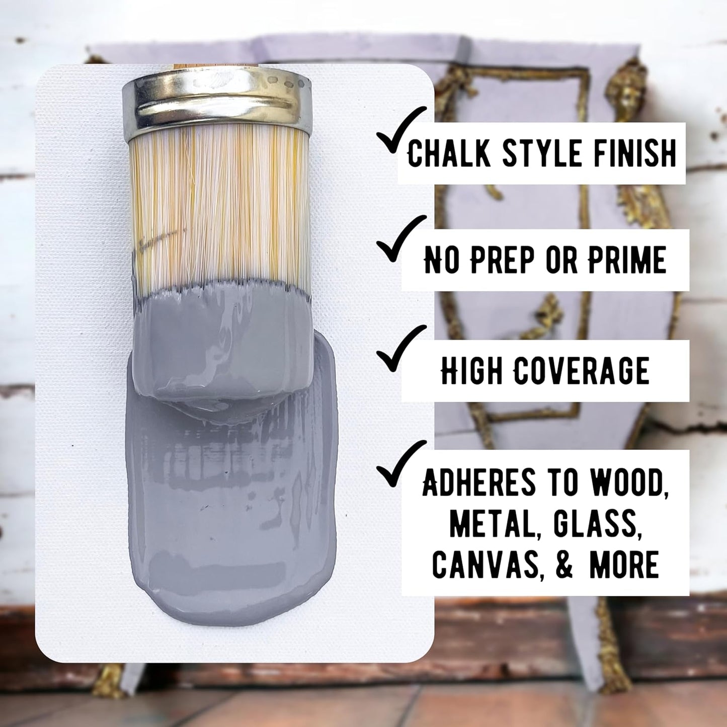 Daydream Apothecary Premium Chalk Style Paint for Furniture, Home Décor, Wood, DIY Interior Projects, Quick Dry, No Prep or Prime Needed, Matte Gray - 16oz