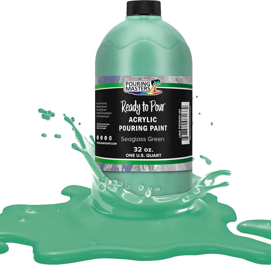 POURING MASTERS Seaglass Green Acrylic Ready to Pour Pouring Paint - Premium 32-Ounce Pre-Mixed Water-Based - for Canvas, Wood, Paper, Crafts, Tile, Rocks and More
