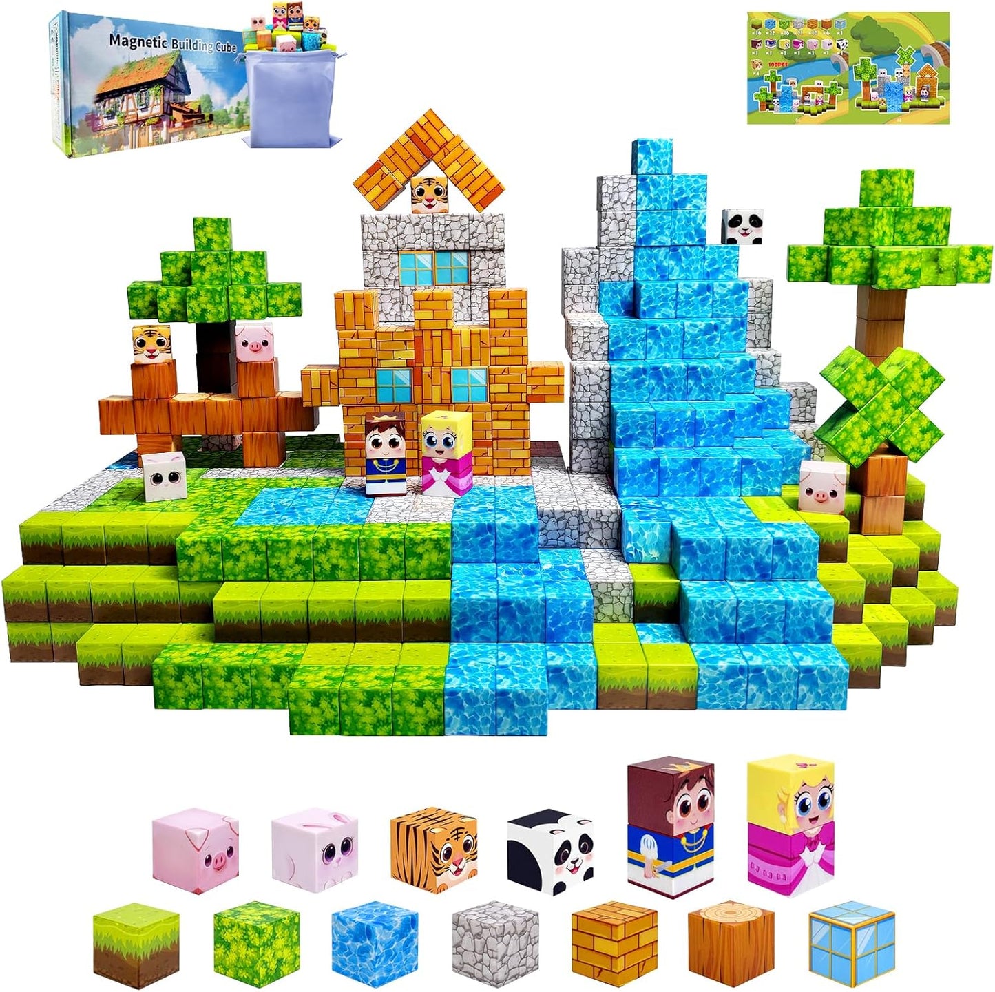 100PCS Magnetic Building Blocks for Kids: 1" Magnetic Cubes, Magnet Building Blocks for Kids Ages 8-12, Pixy Blocks STEM Toys for Boys & Girls,Christmas Birthday Gifts for Toddler Ages 3+