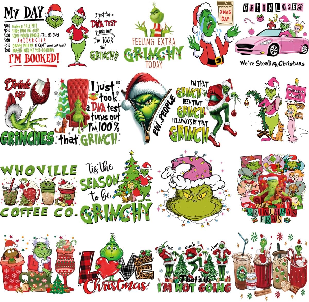 Christmas Iron on Decals Transfer, Funny Christmas Heat Transfer Stickers Iron on Patches for Clothes T-Shirts Pillow Cover Hoody Bag Xmas DIY Craft Supplies Vinyl Stickers (18PC-A)