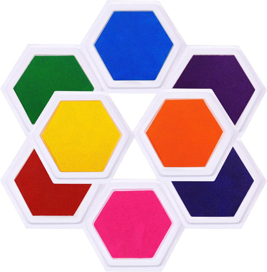 7"x8" Large Ink Pads for Kids - Handprint Footprint Size Rainbow Stamps Pad, Safe & Washable Ink Pad for Fingerprint Painting Card Making Stamp Crafting Paper Wood Fabric Scrapbook Kids Birthday Gifts