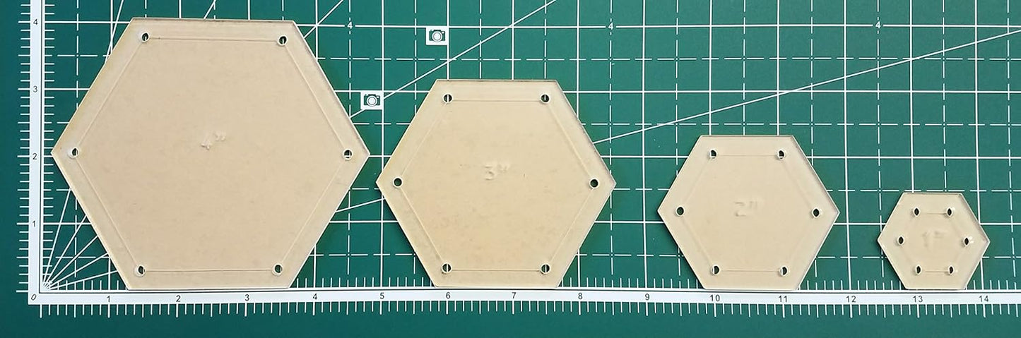 Hexagon, Circle, and Square Acrylic Quilting Templates - 12 Pieces with 4", 3", 2", 1" Sizes - 1/4" Seam Allowance - Durable Clear Acrylic for Quilting, Patchwork, Sewing, & DIY Projects