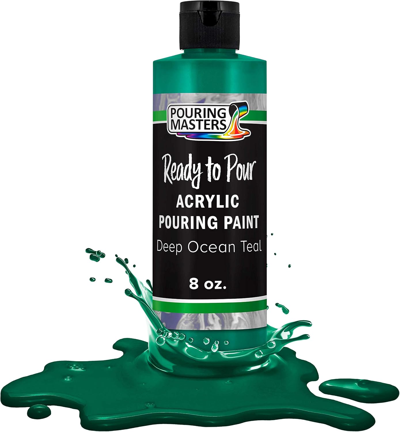 POURING MASTERS Deep Ocean Teal Acrylic Ready to Pour Pouring Paint - Premium 8-Ounce Pre-Mixed Water-Based - for Canvas, Wood, Paper, Crafts, Tile, Rocks and More