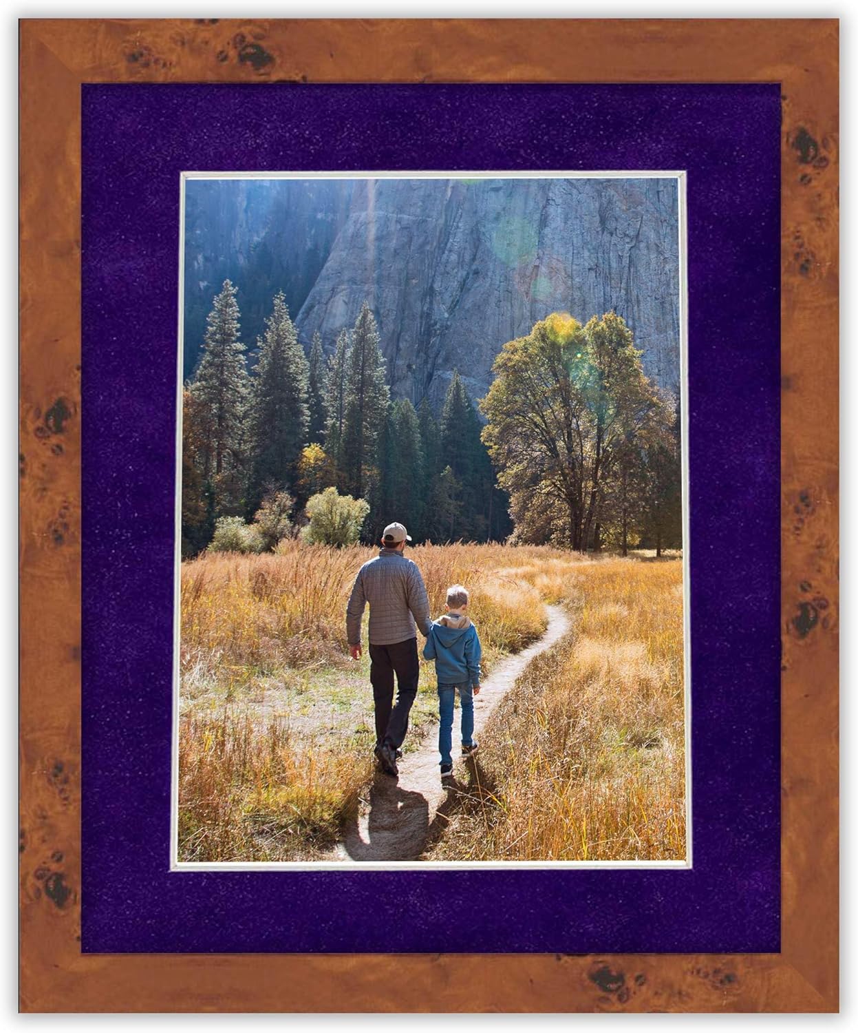 Pack of 25 Acid Free 8x10 Mats Bevel Cut for 5.5x8.5 Photos - Purple Crocus Suede Precut Matboards With Backing Boards and Clear Photo Mat Bags For Pictures, Photos, Framing - 4-ply Thickness