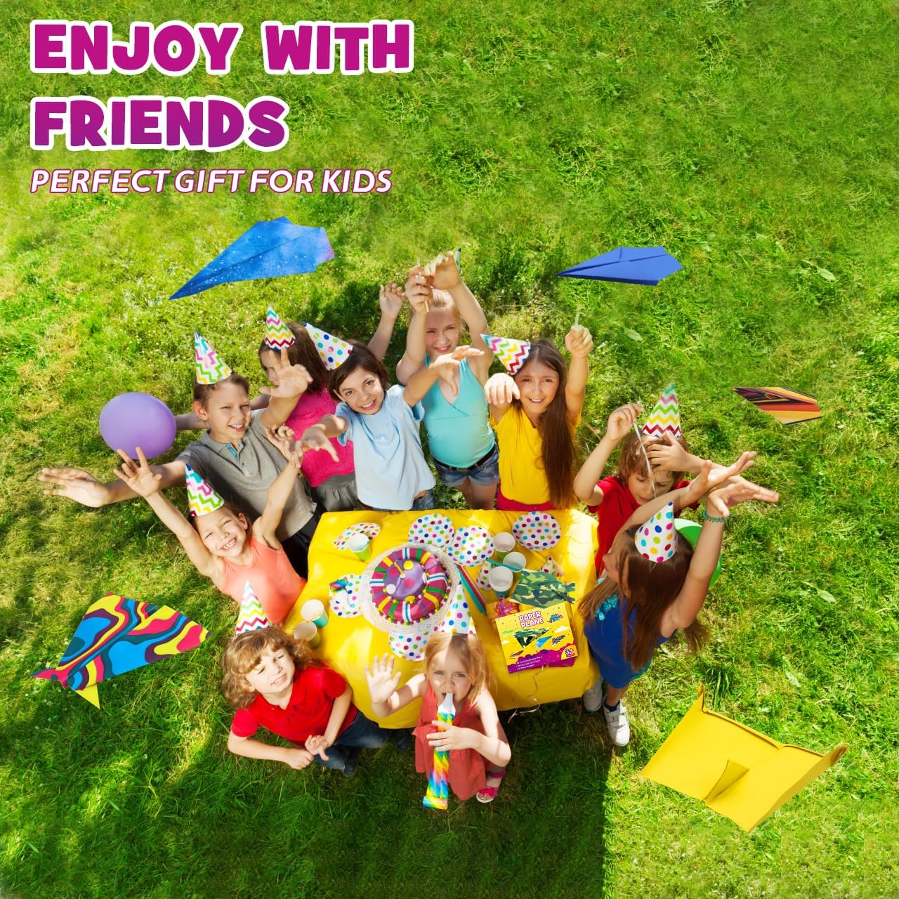 Pigipigi Kids Craft Origami Paper Kit for Kids Ages 5-8 8-12, with Guiding Book, 70 Sheets DIY Art and Crafts Supplies, Colorful Folding Papers Set Projects Gifts Activity for Boy Girl Toys(Plane)