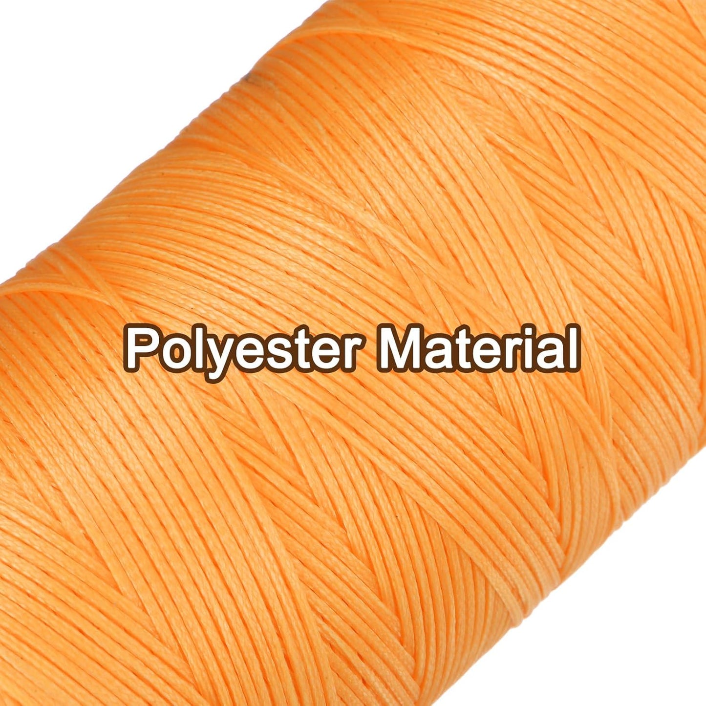 uxcell Leather Sewing Waxed Thread, 284 Yards / 260m 0.8mm 150D Flat Polyester All-Purpose Threads for Leather Crafts, Bookbinding, Apricot Gold