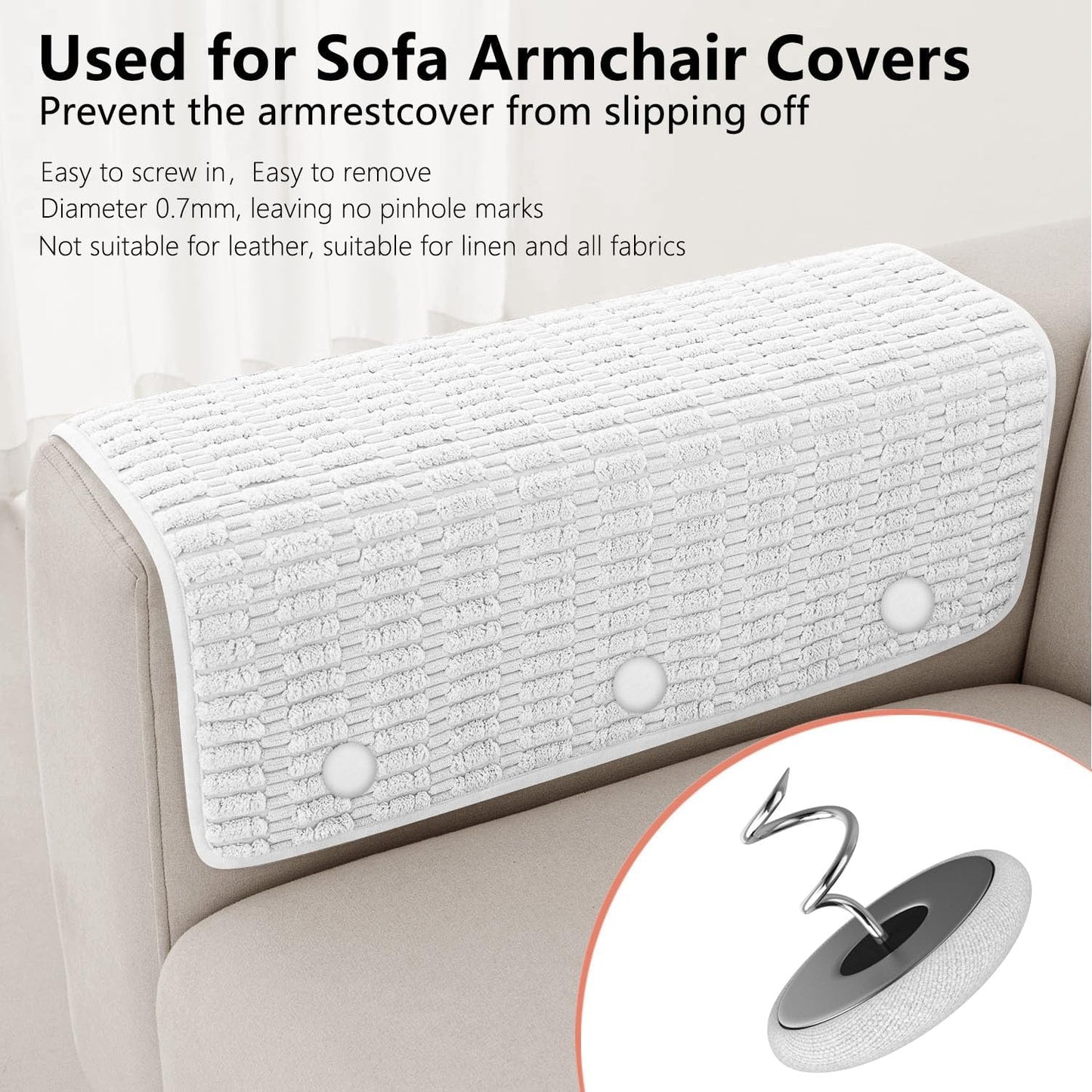 12 Colors Fabric Covered Button Twist Pins Dust Ruffle Pins- for Sofa，Upholstery，Armchair Caddies, Armrest Covers,Bed Skirts, Slipcovers, Headliners (Rice White, 24)