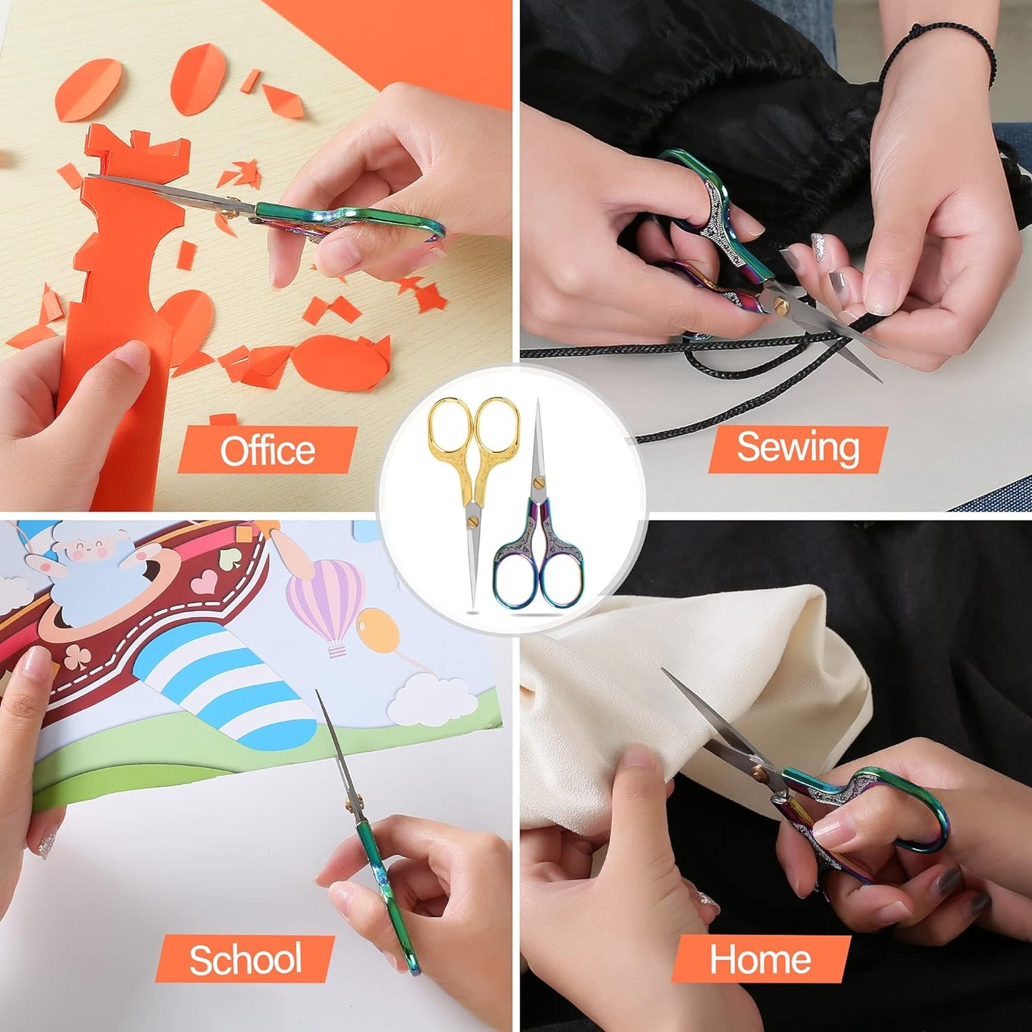 Sharp Embroidery Scissors-5 Inch Vintage Precision Scissors-Stainless Steel Blades with Vibrant Gradient Handle & Floral Design-Resistant for DIY/Art/Craft/Sewing