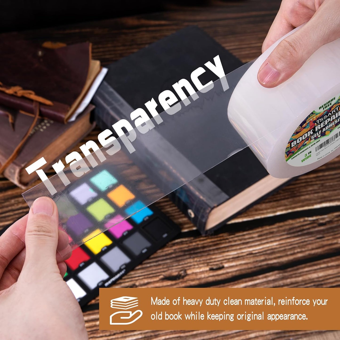 Clear Book Repair Tape - Self Adhesive Stretchable Tape, Essential Repair Tape for Reinforcing, Protecting, and Mending Books - 3 Inch Wide x 108 FT Long