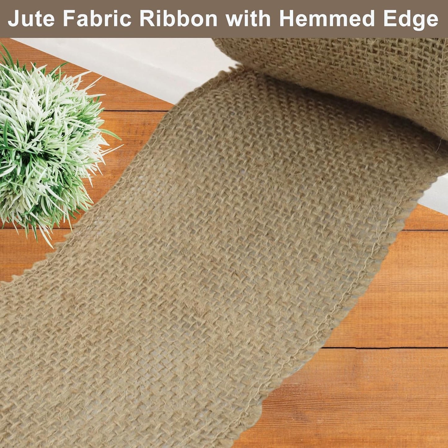 4" Wide Natural Burlap Fabric Roll - 10 Yards Jute Ribbon for Gift Wrapping, Wedding Decorations, Rustic Crafts, Wreaths & Home Decoration (10cm Wide)