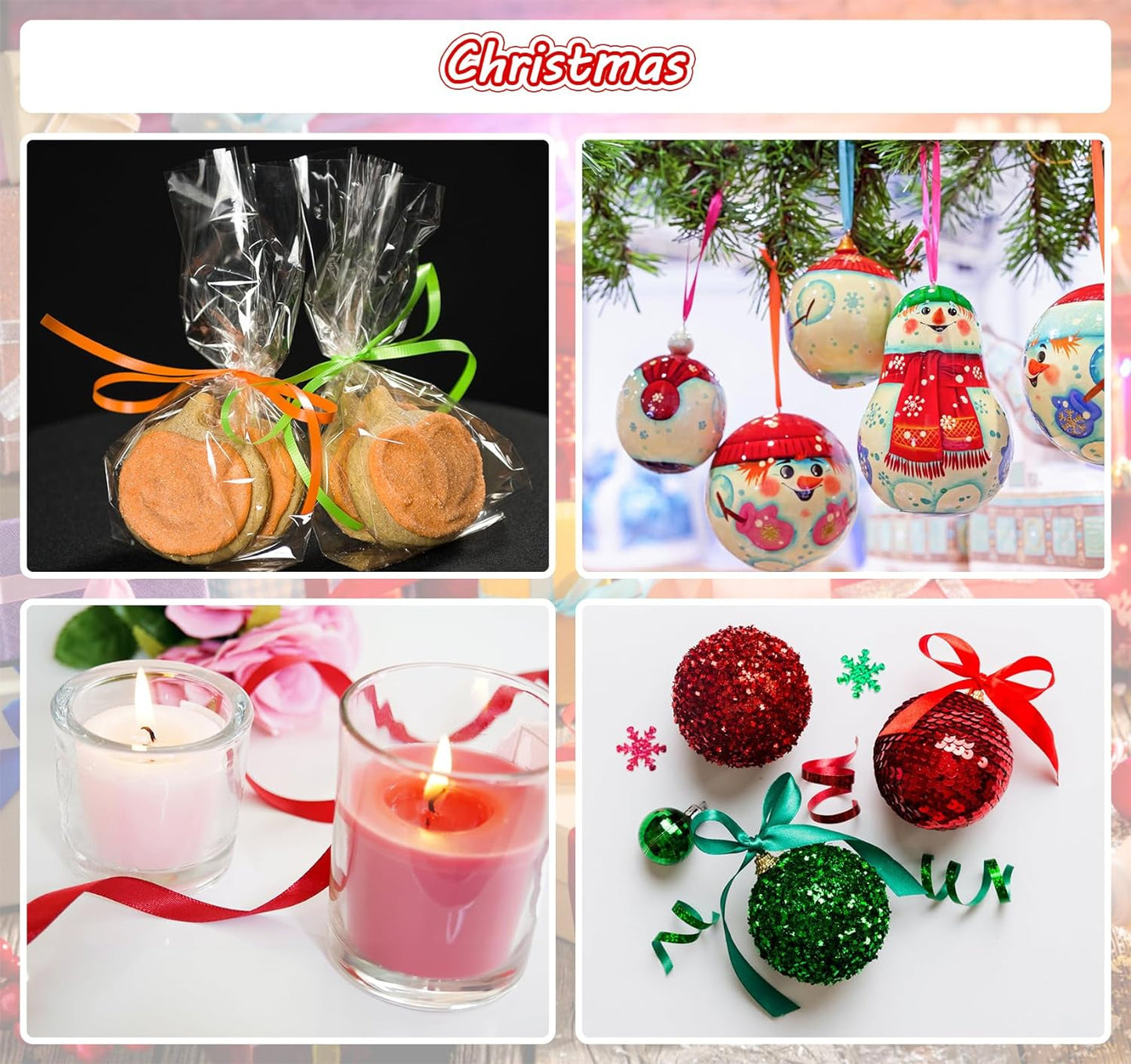 ABSOFINE 18 Colors Double Faced Satin Ribbon Polyester,1/8 inch Solid Fabric Ribbon Roll for Gift Wrapping, DIY Crafts, Wedding Birthday Party Decorations