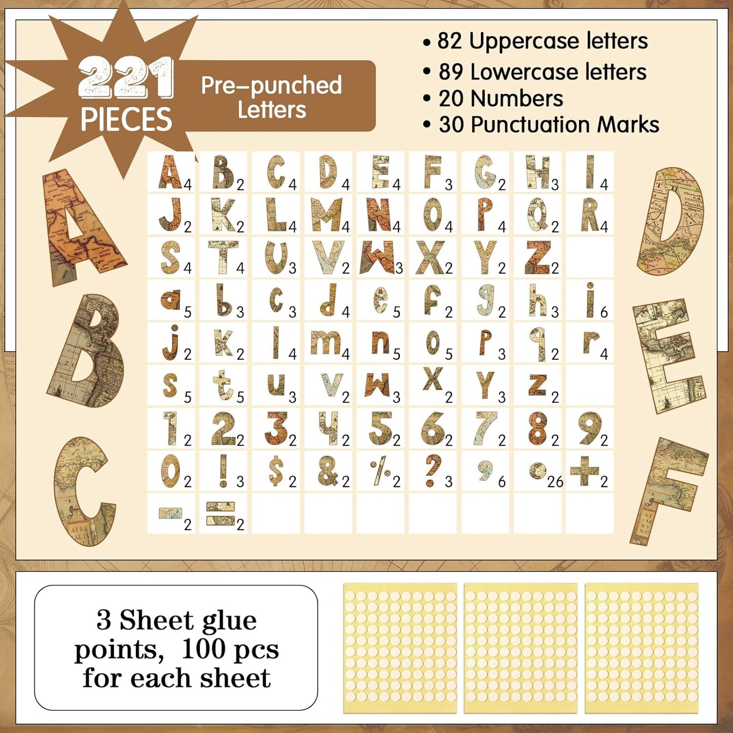 221 Pcs Bulletin Board Letters Round Alphabet Number Punctuation Symbol Combo Letter Cutouts Classroom Decoration for School Classroom Chalkboard Poster Board(Travel Around The World)