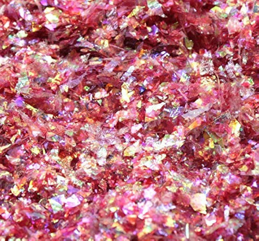 Red-Iridescent Ice Flakes- Iridescent Ice Glitter Flakes for Nail Art - Lightweight Holographic Polyester - 311-4338 - 1/2 oz (14 grams)