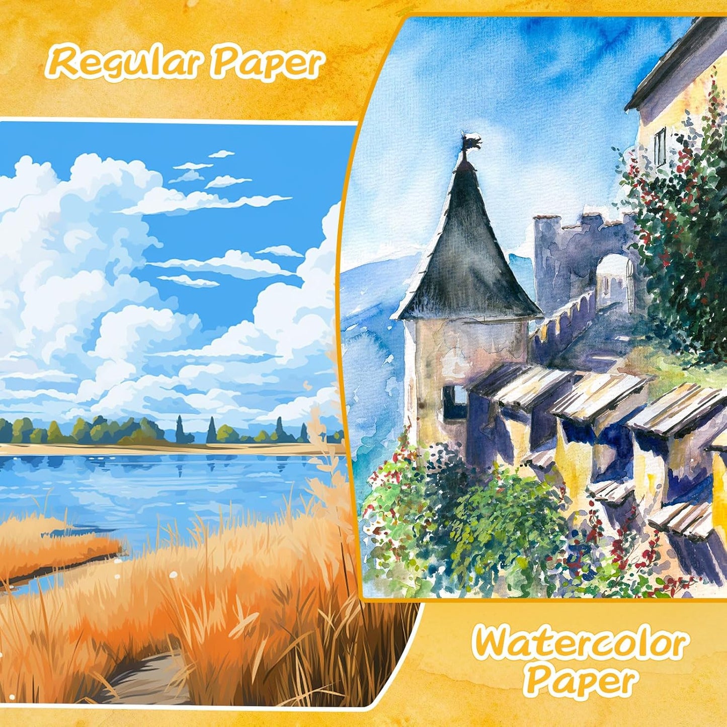 Caliart Metallic Watercolor Paints, 50 Colors Glitter Watercolors Set with 1 Brush, Portable Travel Painting Kit Gifts for Adults Artists Beginners Painters Art Supplies