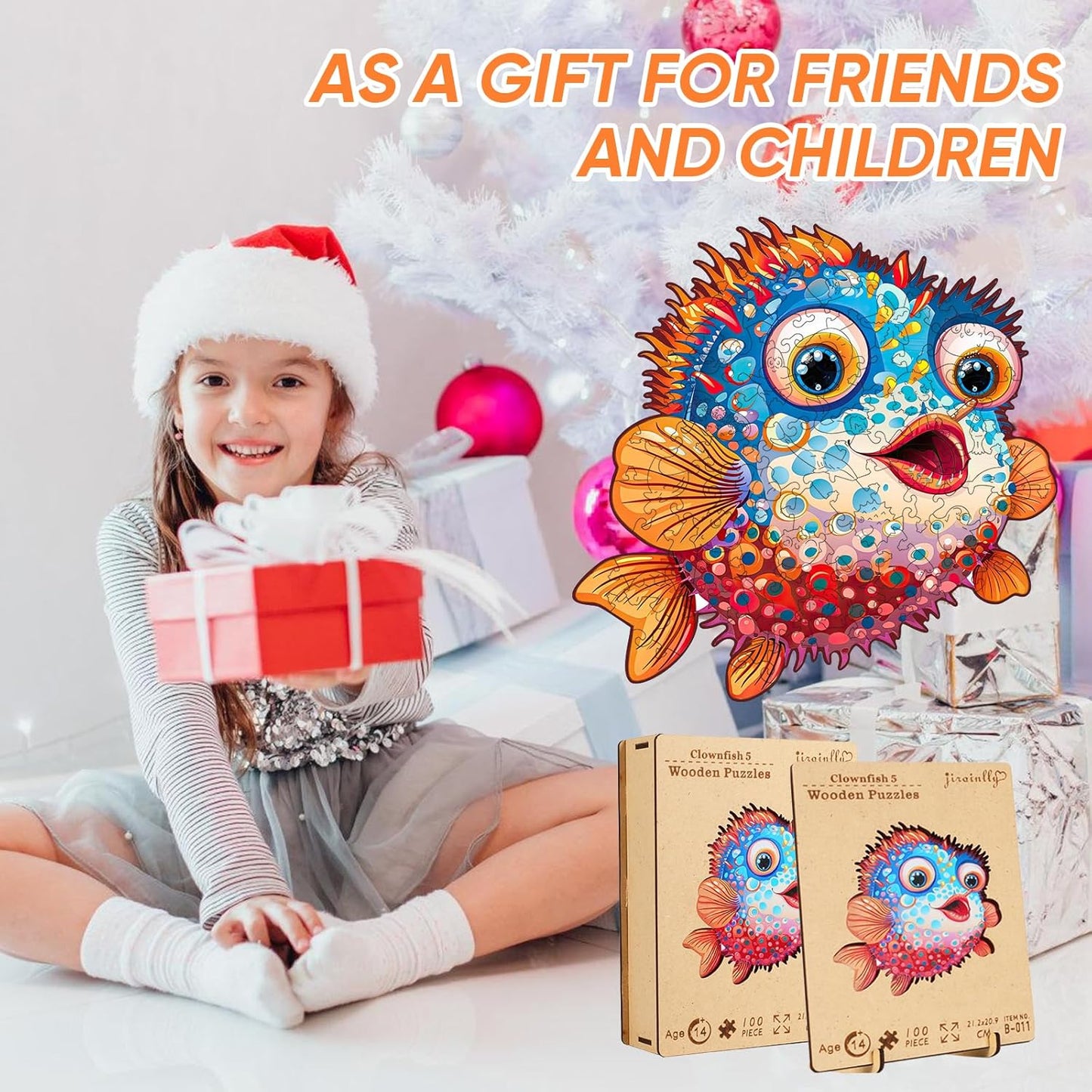 Wooden Puzzles for Kids,100 Pieces Ocean Puzzle,Unique Fish Shaped Wooden Puzzle, Preschool Puzzle Toys, Give Your Kids/Grandchildren, Suitable for Family Games