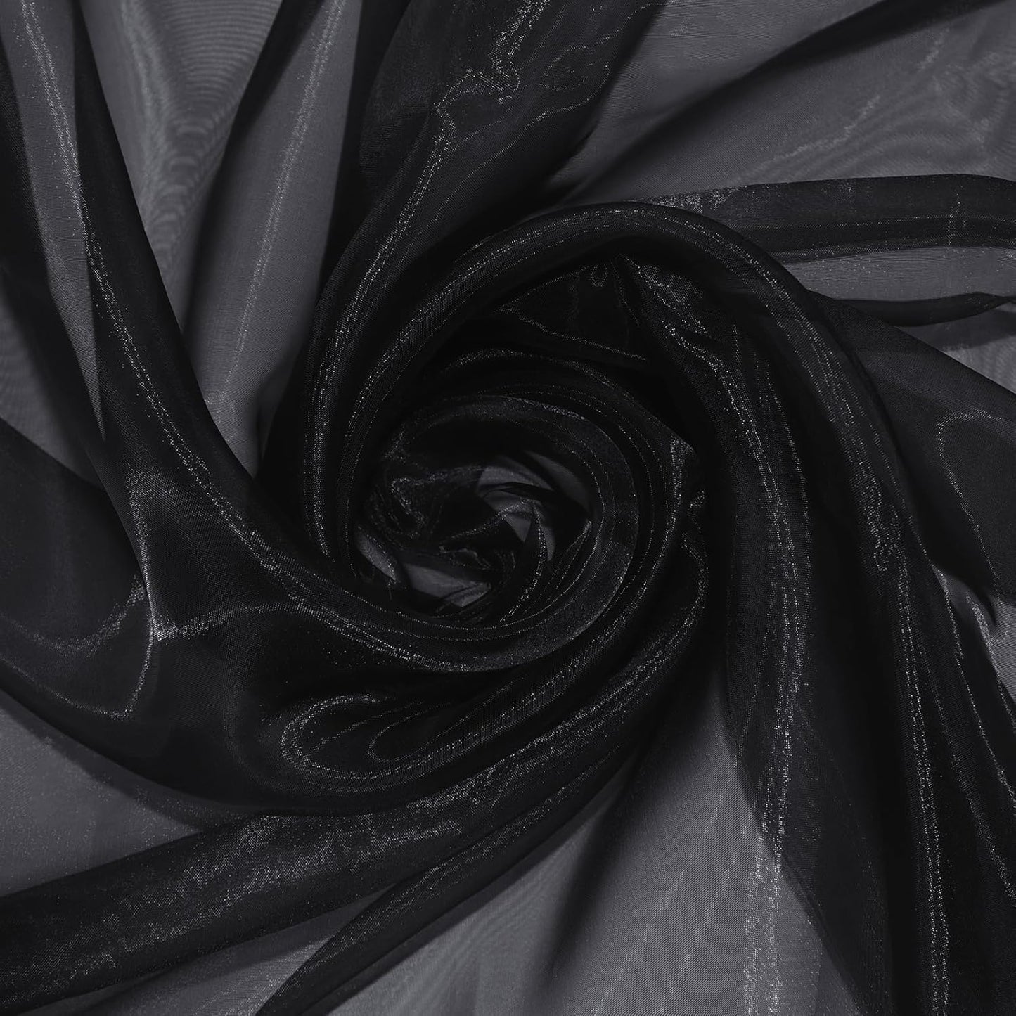 P Pothuiny Sheer Organza Fabric by The Yard, 10 Yards x 60 Inch Wide Bridal Black Organza Tulle Fabric Roll Shiny Gauze Fashion Dress Sewing Craft for Wedding Party Decorations Backdrop
