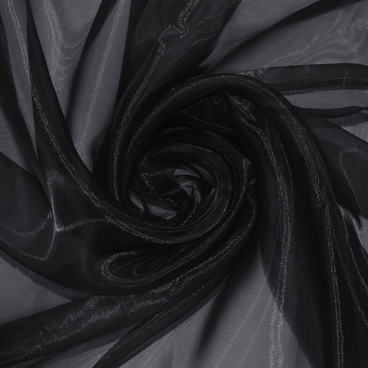 P Pothuiny Sheer Organza Fabric by The Yard, 3 Yards x 60 Inch Wide Bridal Black Organza Tulle Fabric Roll Shiny Gauze Fashion Dress Sewing Craft for Wedding Party Decorations Backdrop