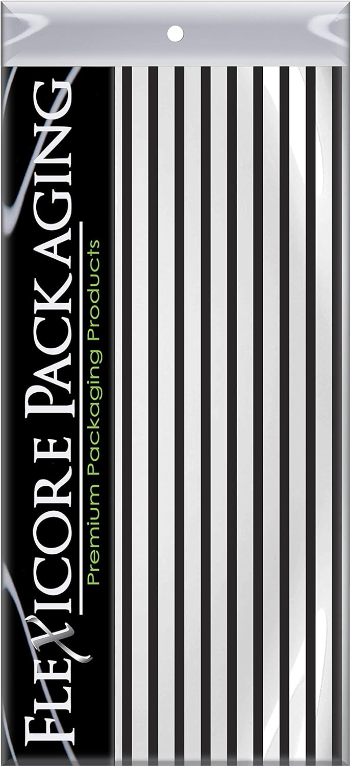 Flexicore Packaging Black Pin Stripe Print Gift Wrap Tissue Paper Size: 15 Inch X 20 Inch | Count: 50 Sheets | Color: Black Pin Stripe