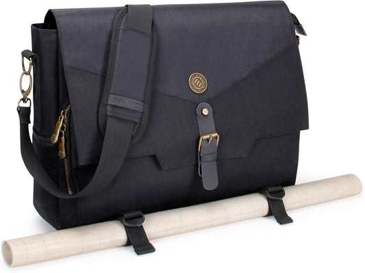 ENHANCE Tabletop RPG Player's Essentials DND Bag - Dungeons and Dragons Messenger Bag Fits Player's Handbook, Binders, Dice & Accessories with 17 inch Laptop Compartment and Battlemap Carrying Straps