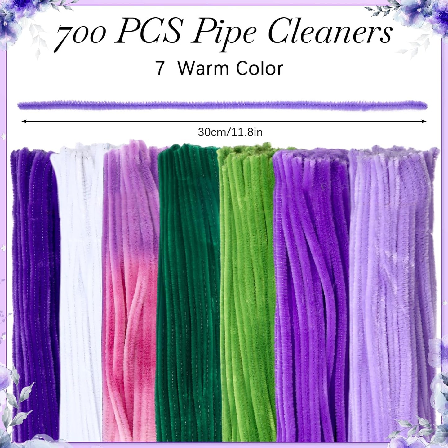 DaisyInner 700 Pcs Halloween Fall Pipe Cleaners Craft Bulk Pastel Chenille Stems Flower DIY Gradient Colored Fluffy for School Classroom Thanksgiving Christmas Party Supplies(Purple Theme)