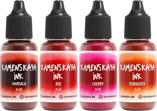 Alcohol Ink Set #9: Matched Color Combination of Alcohol Inks, 4 pcs. 0.51 fl oz (15 ml) Each